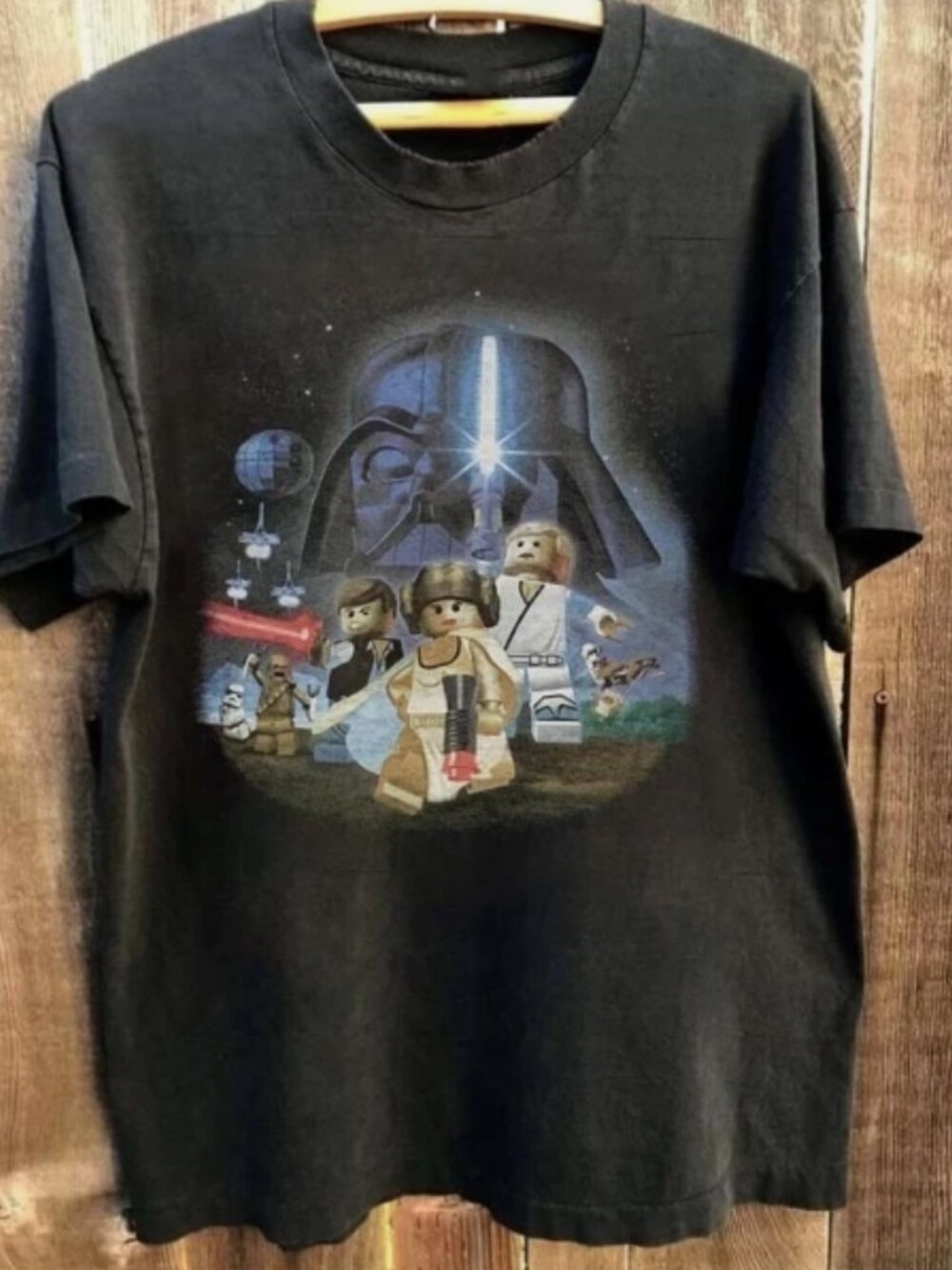Vintage LEGO Star Wars Graphic Tee Retro Darth Vader Movie Shirt